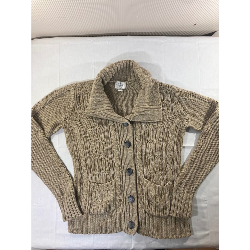St Johns Bay‎ Mens Classic Crafted Cable Knit Cardigan Sweater Tan Medium